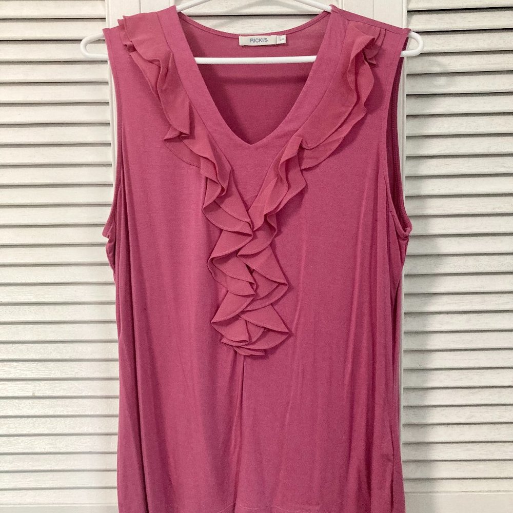 Pink ruffle tank, blouse